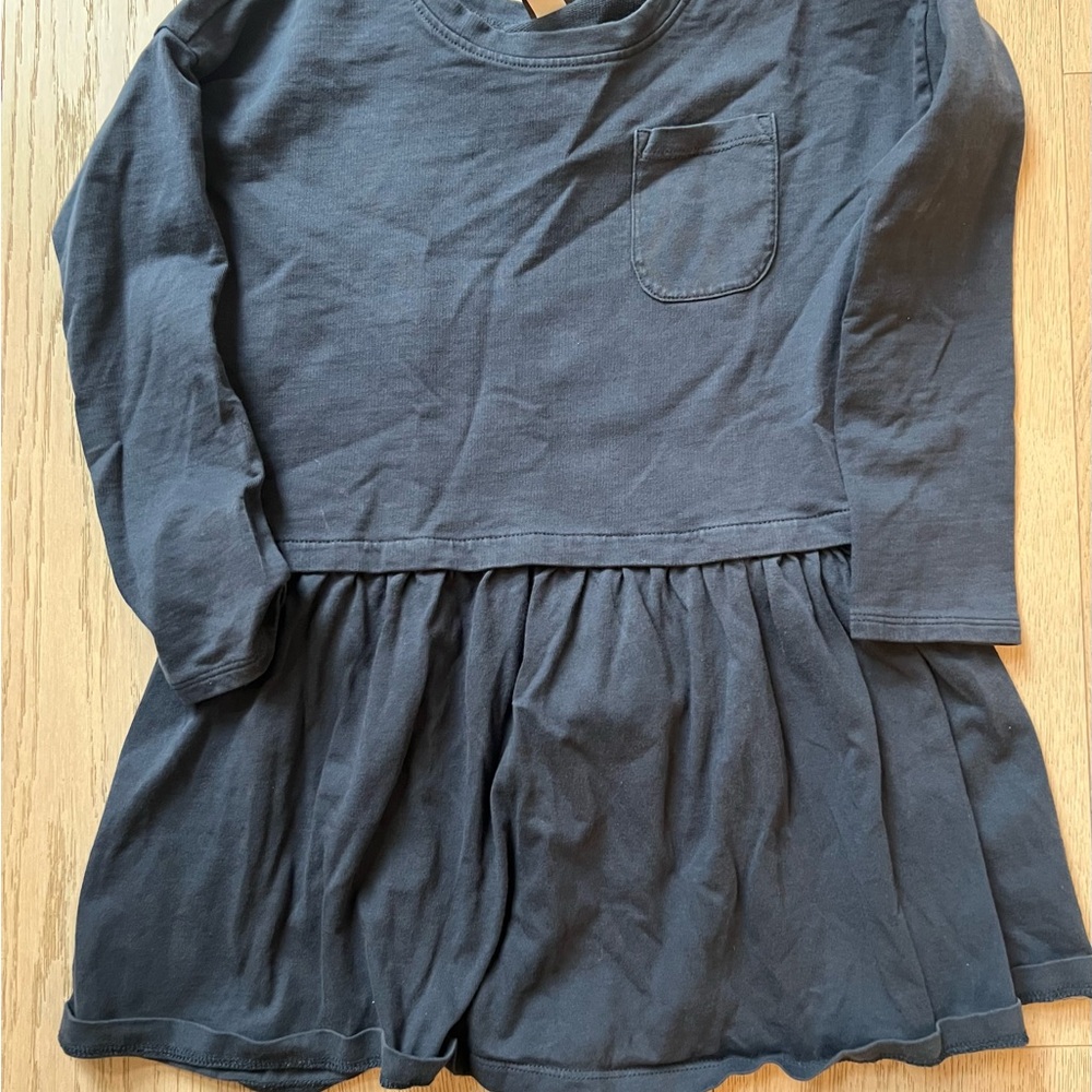Tea Collection - Navy/Gray Girls size 7 Long Sleeve Dress